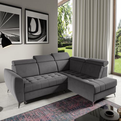 Canapé D’angle Aurora II Convertible Avec Coffre - Ottomane Droit - Graphite