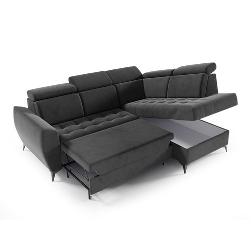 Canapé D’angle Aurora II Convertible Avec Coffre - Ottomane Droit - Graphite