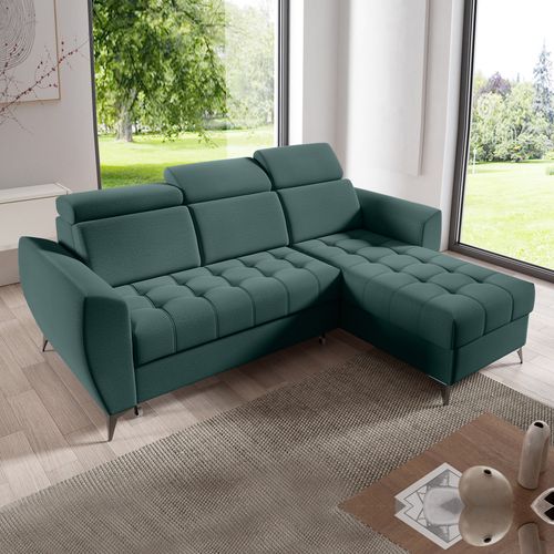 Canapé D’angle Aurora I Convertible Avec Appuie-têtes Réglables - Vert Foncé