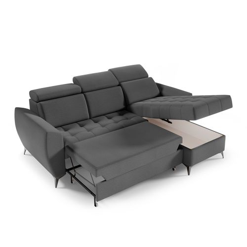 Canapé D’angle Aurora I Convertible Avec Appuie-têtes Réglables - Graphite