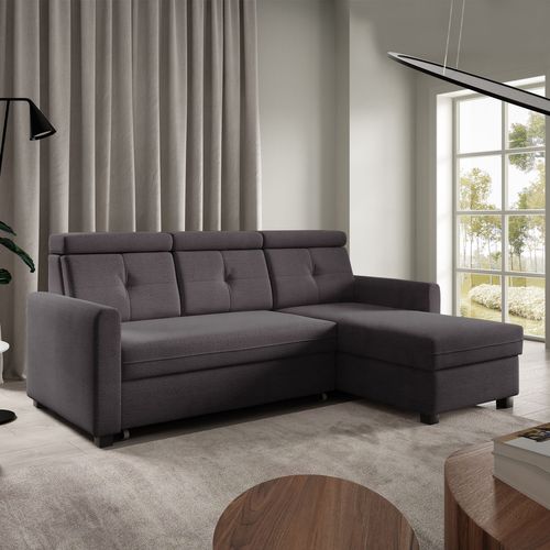 Canapé D’angle Milano Convertible Avec Coffre - Ottomane Droit - Anthracite