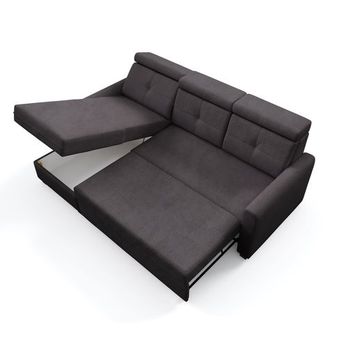 Canapé D’angle Milano Convertible Avec Coffre - Ottomane Gauche - Anthracite