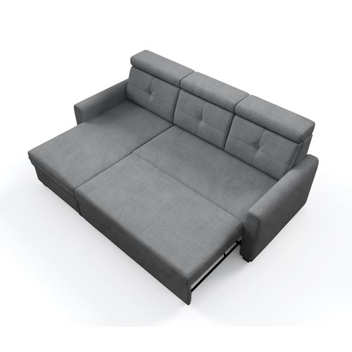 Canapé D’angle Milano Convertible Avec Coffre - Ottomane Gauche - Gris Clair