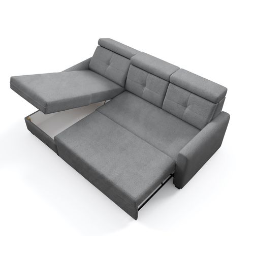 Canapé D’angle Milano Convertible Avec Coffre - Ottomane Gauche - Gris Clair