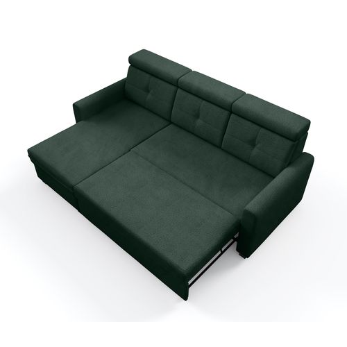 Canapé D’angle Milano Convertible Avec Coffre - Ottomane Gauche - Vert Bouteille