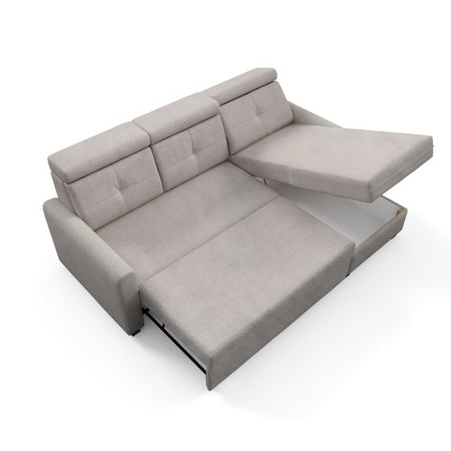 Canapé D’angle Milano Convertible Avec Coffre - Ottomane Droit - Beige