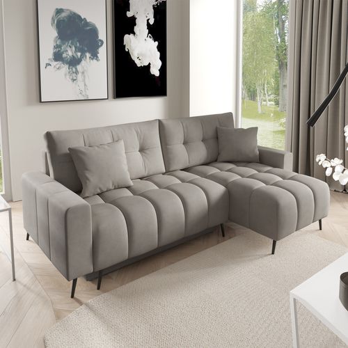 Canapé D’angle Denver Convertible Avec Coffre - Ottomane Universelle - Beige Foncé