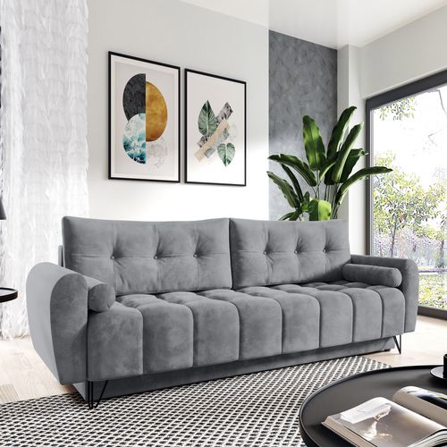 Canapé 3 Places Convertible Malaga, Gris Foncé