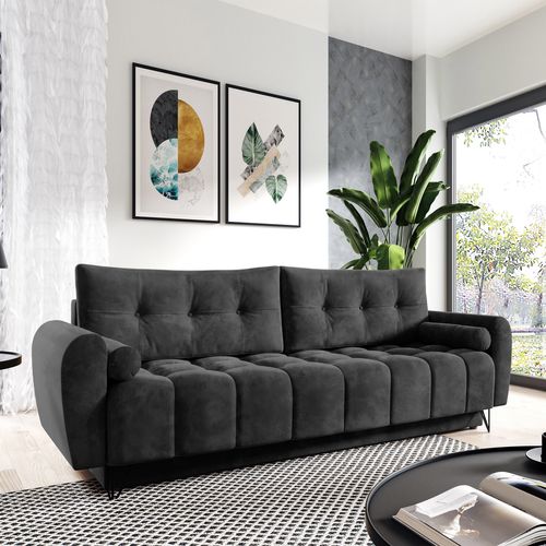 Canapé 3 Places Convertible Malaga, Noir