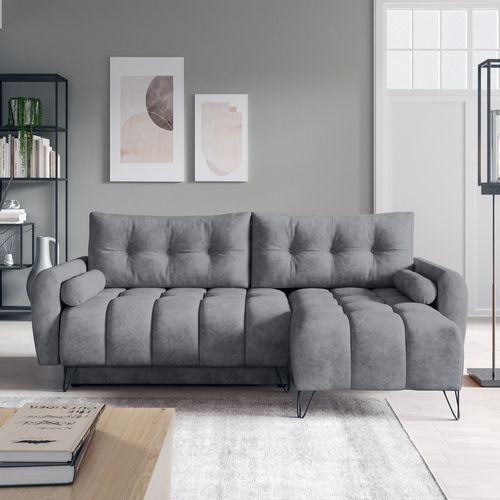 Canapé D’angle Malaga Mini Convertible Avec Coffre - Ottomane Universelle - Grau Foncé