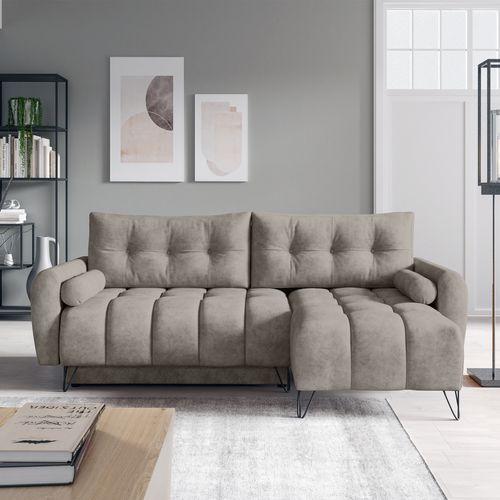 Canapé D’angle Malaga Mini Convertible Avec Coffre - Ottomane Universelle - Beige Foncé