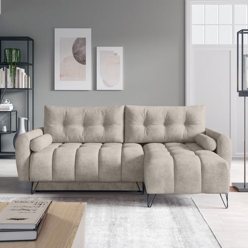 Canapé D’angle Malaga Mini Convertible Avec Coffre - Ottomane Universelle - Beige