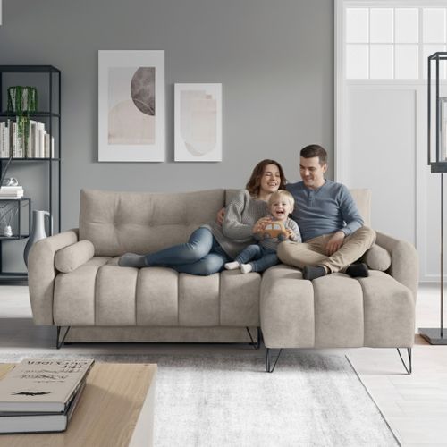 Canapé D’angle Malaga Mini Convertible Avec Coffre - Ottomane Universelle - Beige