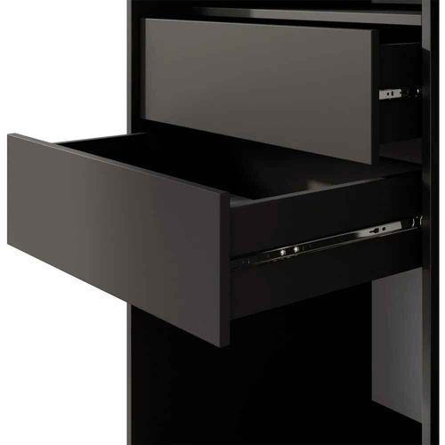 Armoire à Portes Coulissantes MARIKA LUX, 3 Portes, Avec Tiroirs, Noir+or, 240cm