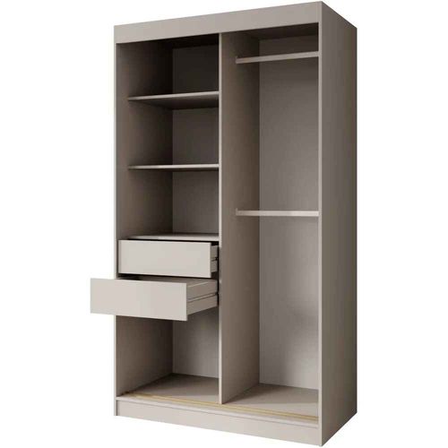 Armoire à Portes Coulissantes MARIKA LUX, 2 Portes, Avec Tiroirs, Cachemire+or, 120cm