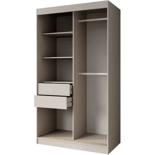 Armoire à Portes Coulissantes MARIKA LUX, 2 Portes, Avec Tiroirs, Cachemire+or, 120cm