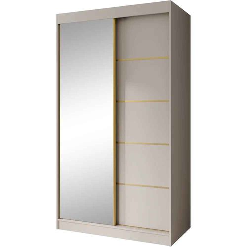 Armoire à Portes Coulissantes MARIKA LUX, 2 Portes, Avec Tiroirs, Cachemire+or, 120cm