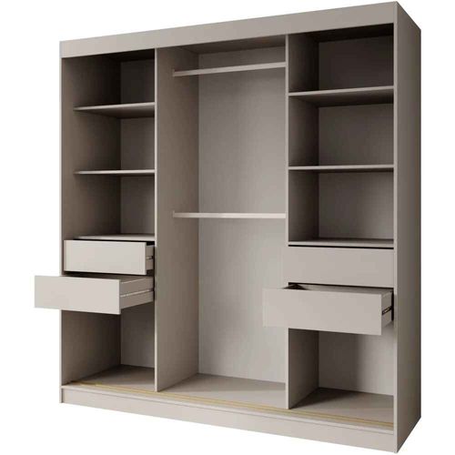 Armoire à Portes Coulissantes MARIKA LUX, 2 Portes, Avec Tiroirs, Cachemire+or, 200cm