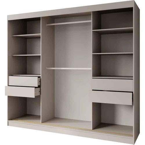Armoire à Portes Coulissantes MARIKA LUX, 3 Portes, Avec Tiroirs, Cachemire+or, 240 Cm
