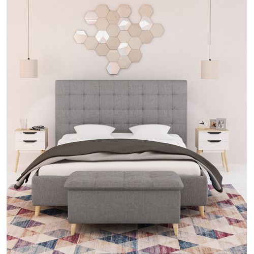 Lit 160x200 cm JAPP 2 SCANDI tissu gris