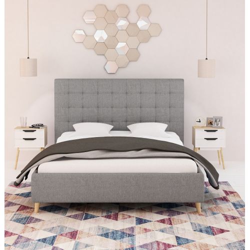 Lit 160x200 cm JAPP 2 SCANDI tissu gris