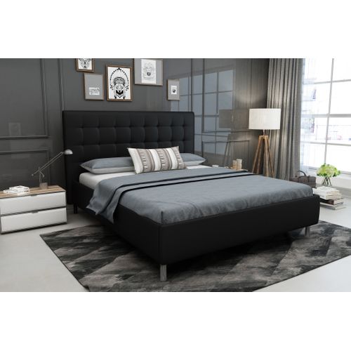 Lit 180x200 cm JAPP 2 polyuréthane noir