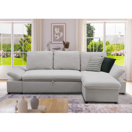 Canapé convertible méridienne réversible ANY tissu gris