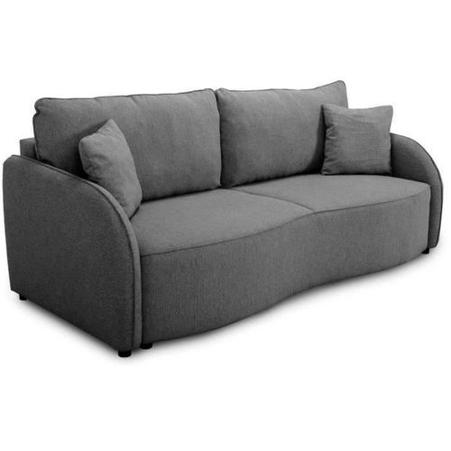 Canapé Convertible Bari 3 Places - Tissu Anthracite - Coffre De Rangement - L215 X H89 X P100 Cm