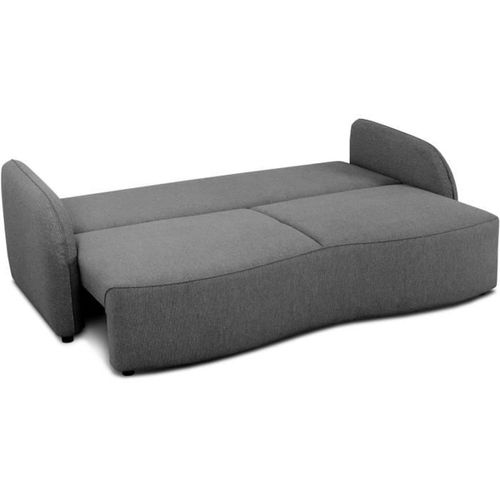 Canapé Convertible Bari 3 Places - Tissu Anthracite - Coffre De Rangement - L215 X H89 X P100 Cm