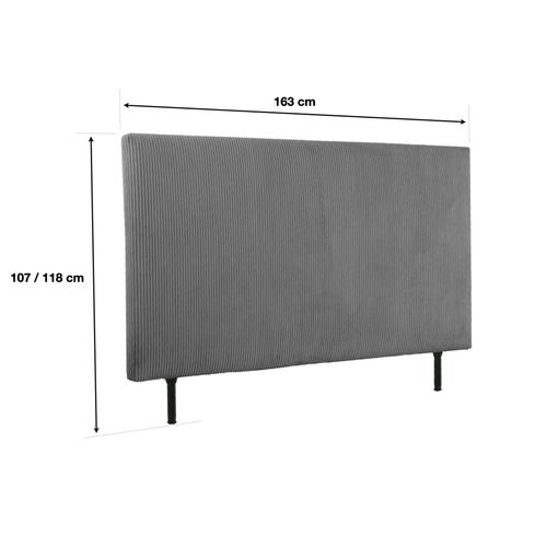 Tête de lit velours côtelé HAVANE anthracite  L.163 cm