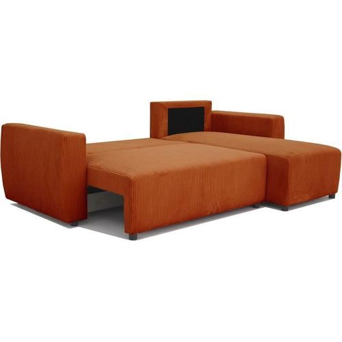 Canapé D'angle Convertible 3 à 4 Places Pharell Tissu Velours Cotelé - Réversible - L224xp155xh85 Cm