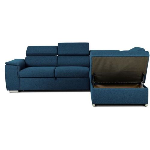 Canapé D'angle Convertible Réversible Avec Coffre - 5 Places - Daytona - Tissu Bleu - 260 X 94 X 21