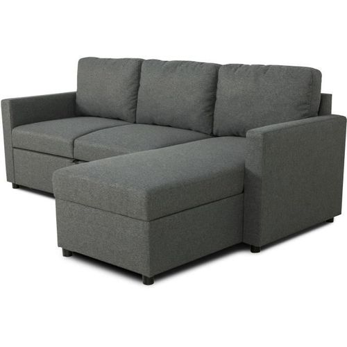 Canapé D'angle Convertible Réversible - Milos - 3 Places Avec Coffre - Tissu Malmo Anthracite