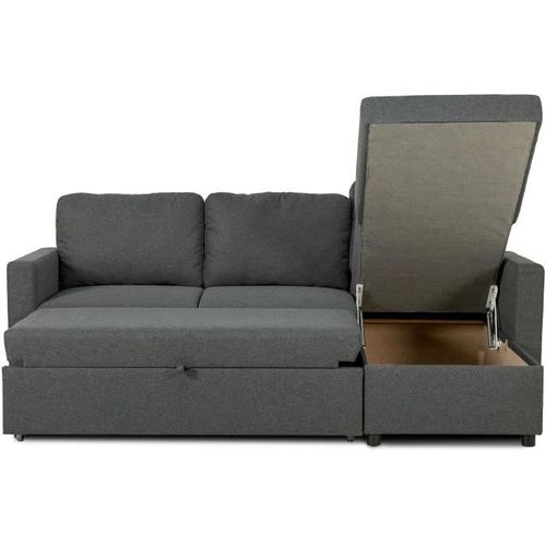 Canapé D'angle Convertible Réversible - Milos - 3 Places Avec Coffre - Tissu Malmo Anthracite
