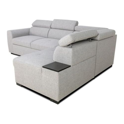 Canapé D'angle Convertible Réversible - 4/5 Places - Kelio - Tissu Gris - 3 Tétieres - 245 X 184 X