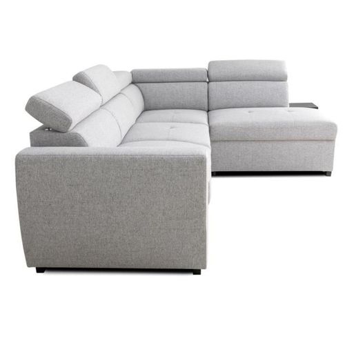 Canapé D'angle Convertible Réversible - 4/5 Places - Kelio - Tissu Gris - 3 Tétieres - 245 X 184 X