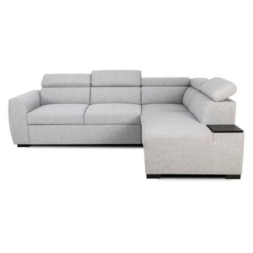 Canapé D'angle Convertible Réversible - 4/5 Places - Kelio - Tissu Gris - 3 Tétieres - 245 X 184 X