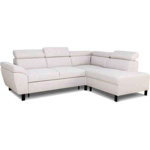 Canapé D'angle Convertible - 4 Personnes - Stan - Tissu Beige - Réversible - 243 X 92 X 184 Cm