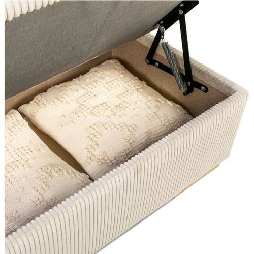 Canapé D'angle Convertible Réversible 5 Places Daytona - Velours Côtelé Beige - Coffre