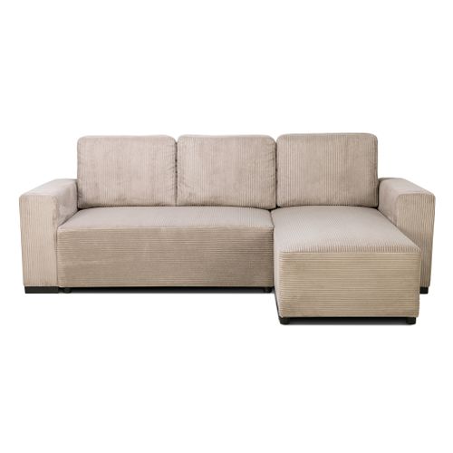 Canapé convertible méridienne TOM tissu velours côtelé beige