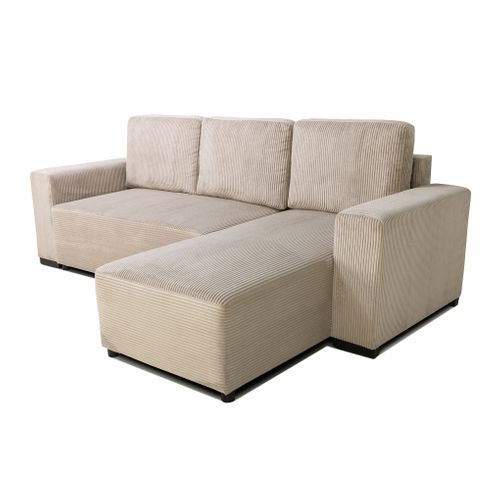 Canapé convertible méridienne TOM tissu velours côtelé beige