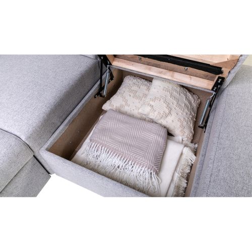 Canapé d'angle convertible méridienne réversible MAYA tissu gris