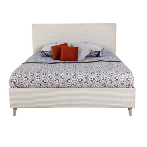 Lit 140x190 cm JAPP velours côtelé beige