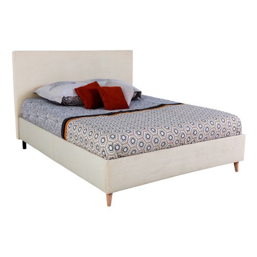 Lit 140x190 cm JAPP velours côtelé beige