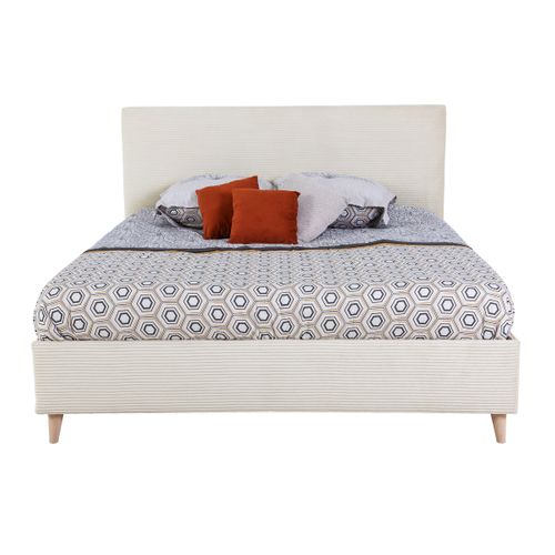 Lit 160x200 cm JAPP velours côtelé beige