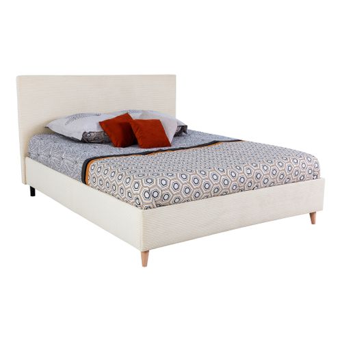 Lit 160x200 cm JAPP velours côtelé beige