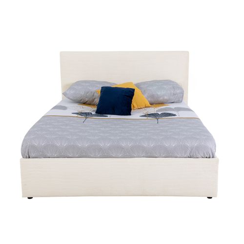 Lit coffre 140x190 cm JAPP tissu bouclette beige