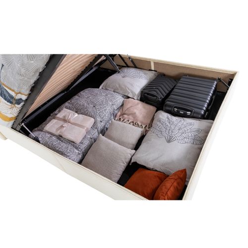 Lit coffre 160x200 cm JAPP velours côtelé beige