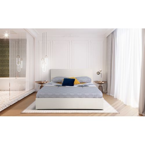 Lit coffre 160x200 cm JAPP velours côtelé beige