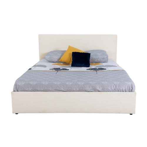 Lit coffre 160x200 cm JAPP velours côtelé beige